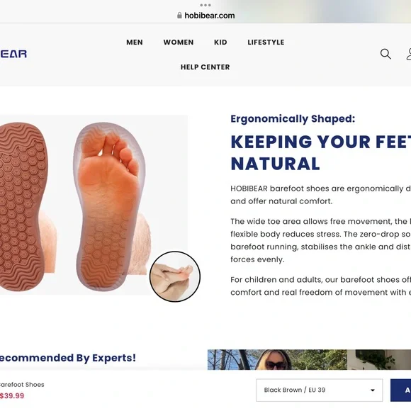 Hobibear Bugle Barefoot Shoes
Zero Drop Barefoot Shoe size 39 - Picture 6 of 7